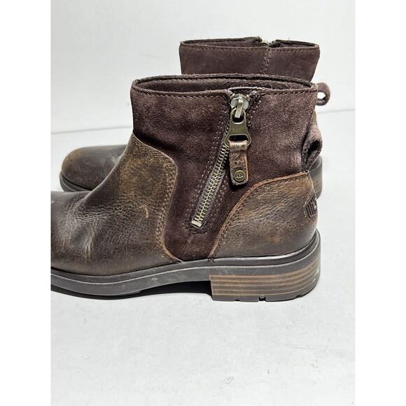 Ugg Women's EUC Brown Suede Leather Harrison Short Zip Boot Bootie Size 7 - Picture 3 of 5